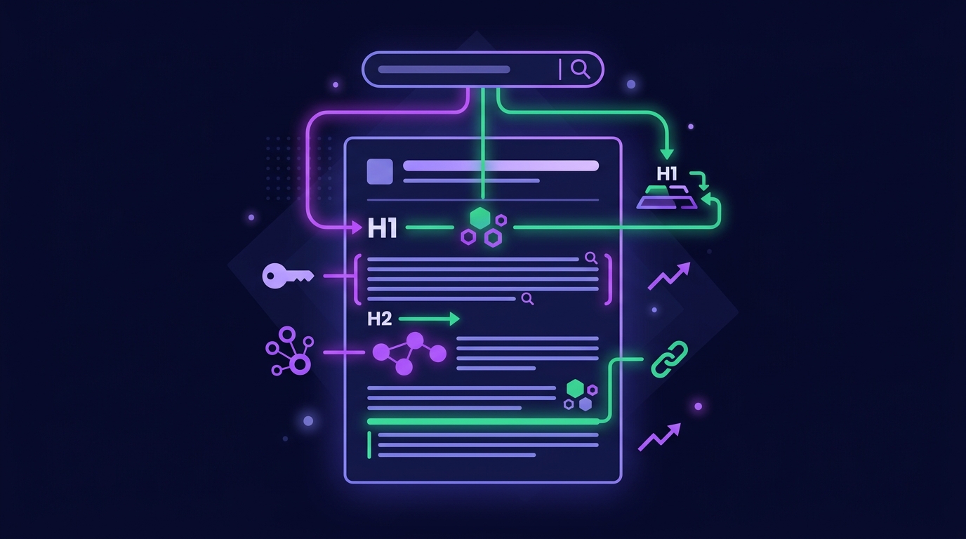 SEO Uyumlu Blog Yazısı Nasıl Yazılır? SEO uyumlu blog yazısı yazım aşamalarını ve içerik optimizasyonunu gösteren modern illüstrasyon