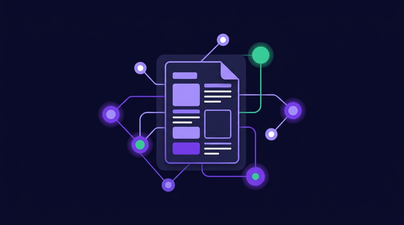 Adım Adım Tanıtım Yazısı Nasıl Yazılır? Örnek Şablonlar Tanıtım yazısı yazım aşamalarını ve web sitesi backlink şemasını gösteren soyut illüstrasyon
