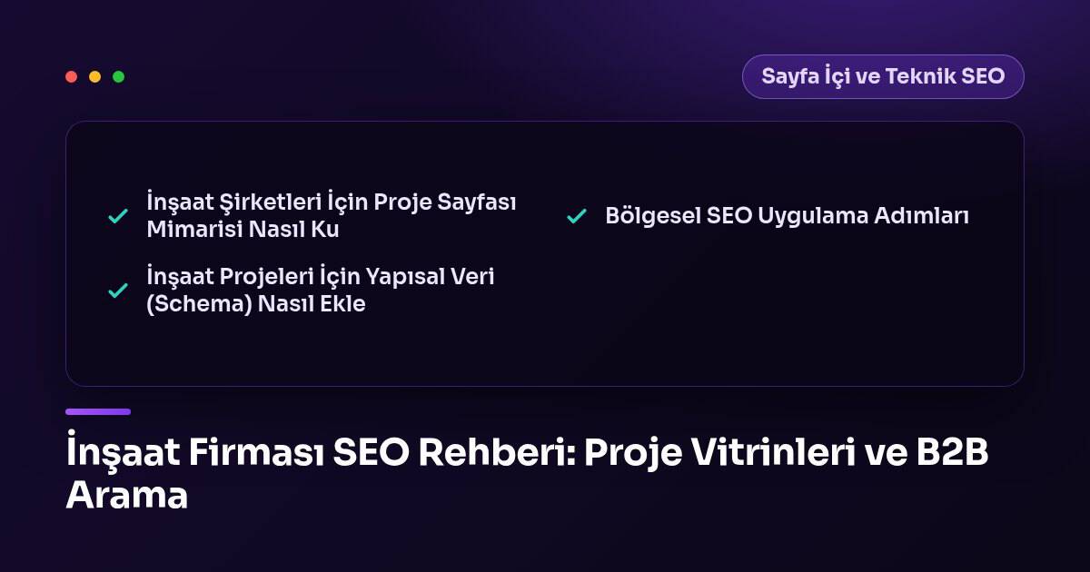 İnşaat Firması SEO Rehberi: Proje Vitrinleri ve B2B Arama Modern bir ofiste inşaat planları ve bilgisayar ekranında veri grafiklerinin göründüğü profesyonel çalışma alanı.