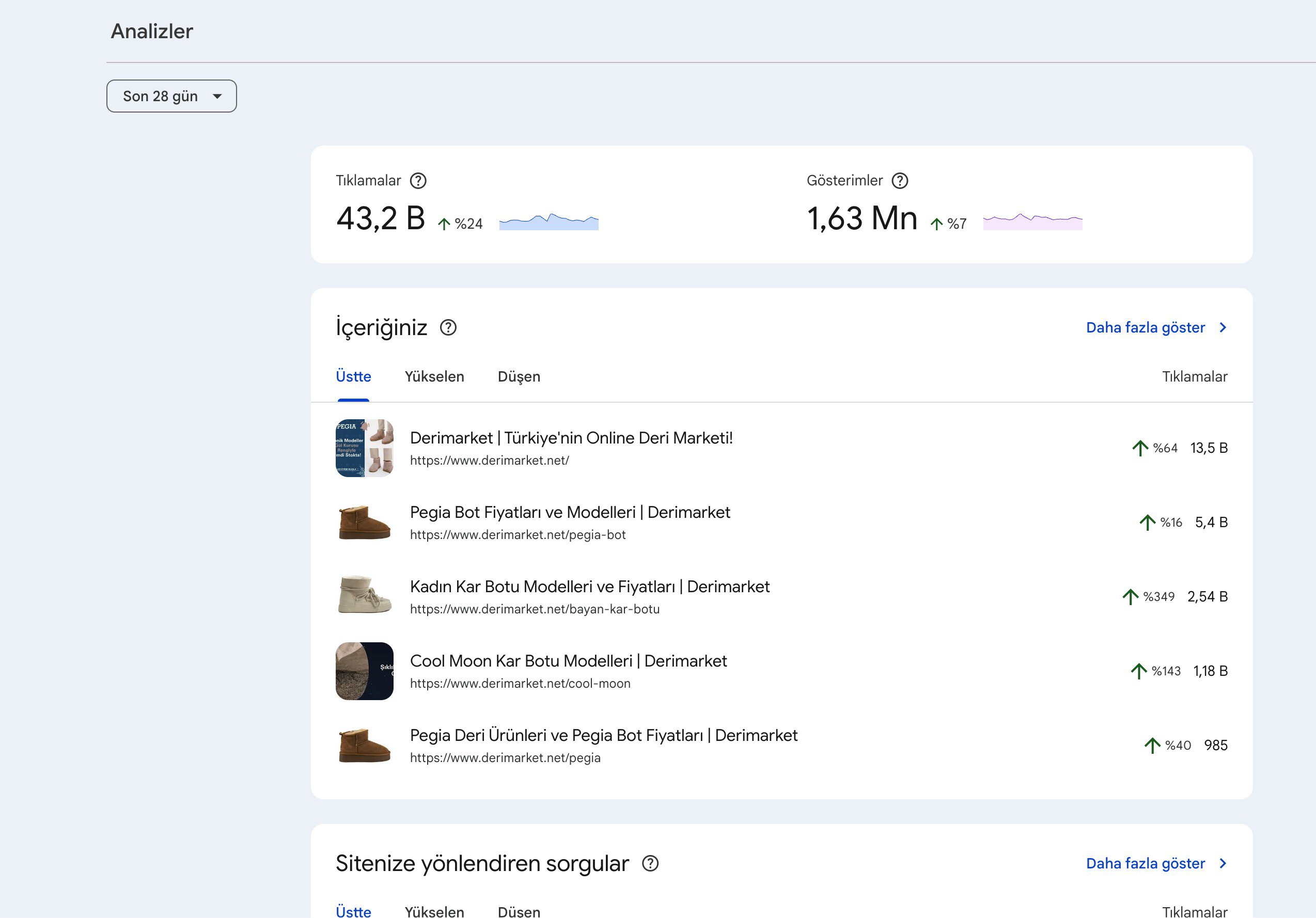 E-Ticarette Yapay Zeka SEO Çalışması Başarı Hikayesi: Sezon Hedefi %416 Tıklama Artışı ve Marka Trafiği %102 Yükselişi görsel 8
