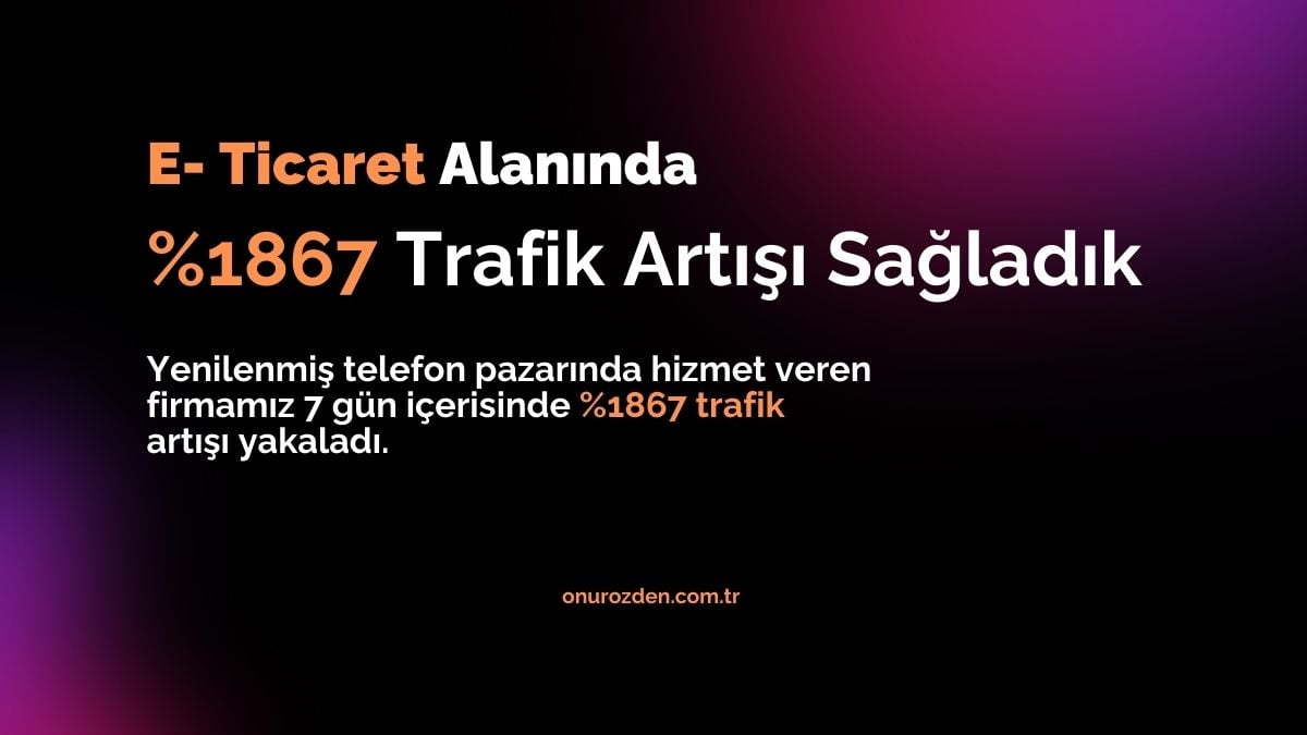 E-Ticaret Alanında Rekor Büyüme: %1867 Trafik Artışı Sağladık Referans Analizi